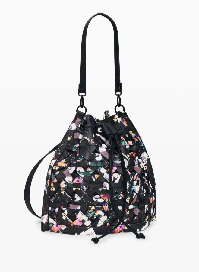 DESIGUAL Black Medium braided backpack with flowers for Women | Best Price UAE